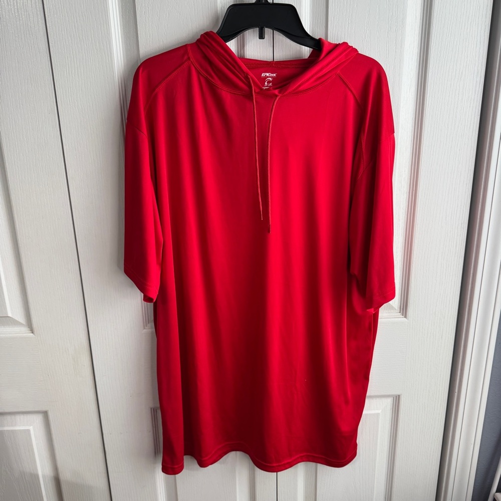 EPICool Red Short Sleeve Hooded Odor Control Tee Men's Size XL Running Hiking